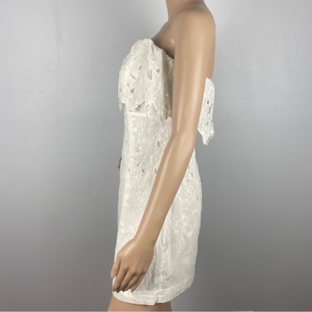 NEW FREE PEOPLE IVORY COTTON STRAPLESS MINI DRESS - Picture 4 of 7